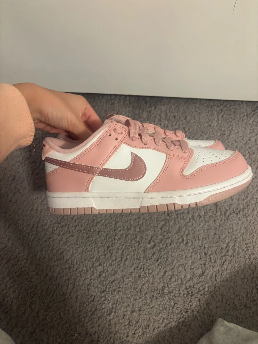 Nike Pink and White Low-Top Sneakers